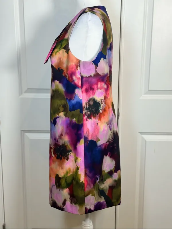 Trina Turk With A Twist Watercolor Floral Dress 10 Cocktail Wedding Guest Party - Image 5