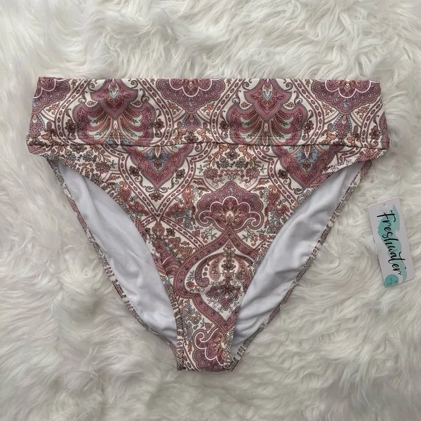 Freshwater Print High Leg Swim Bottoms Size Large - Image 2