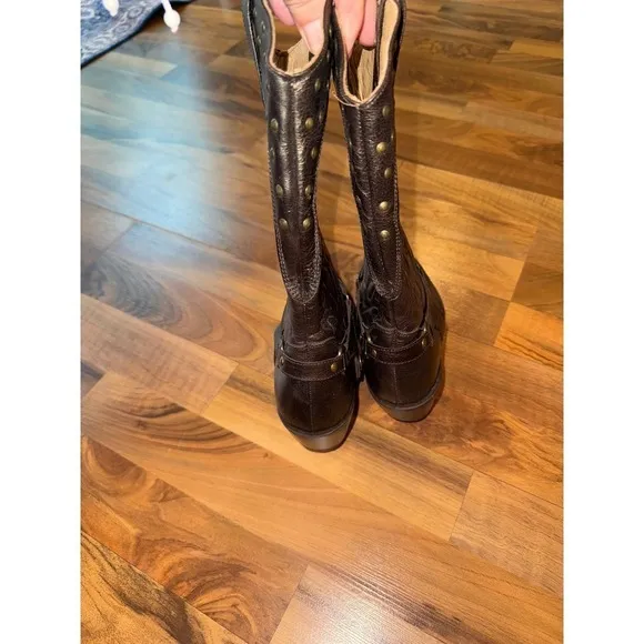 Steve Madden‎ Western Boots Womens Brown bronze Studded Harness Pointed Toe EUC - Image 6