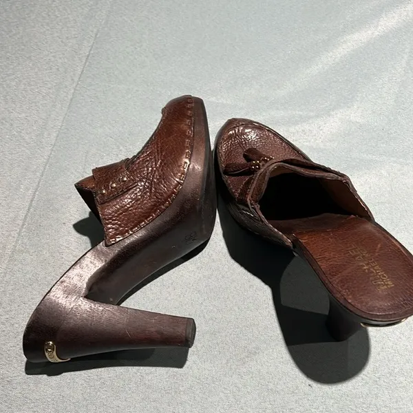 Michael Kors Wooden High Heel Clogs real leather‎ Size 8. B56 - Image 8