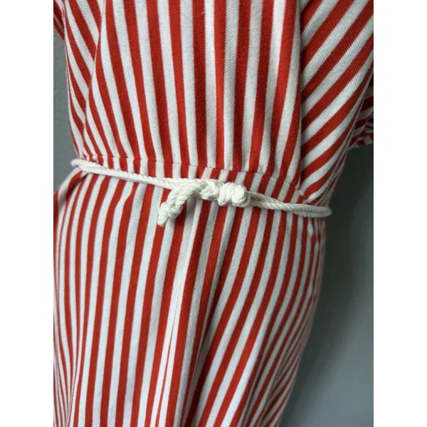 Anthropologie Saturday Sunday Red White Striped Wrap Dress Rope Tie Size S - Image 7