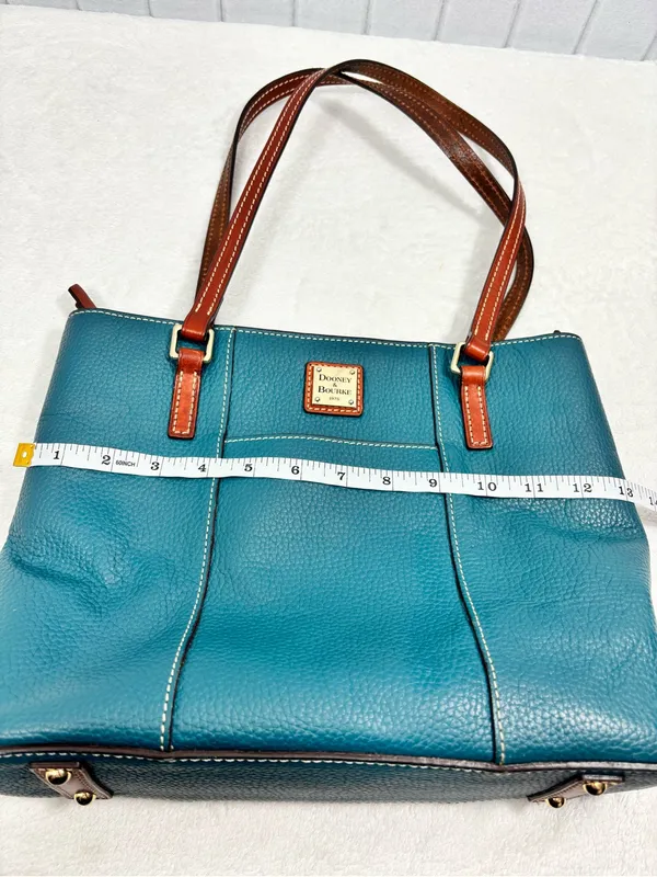 Dooney & Bourke Teal Brown Pebble Leather Tote & Matching Wallet Set - Image 14