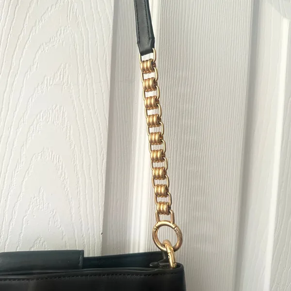 Tory Burch Lily Black Leather Slim Multi Pocket Gold Chainlink Crossbody Handbag - Image 5
