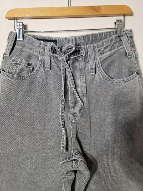Zara Y2K Gray Wide Leg Tie-Waist Jeans Streetwear Sz 28 - Image 9