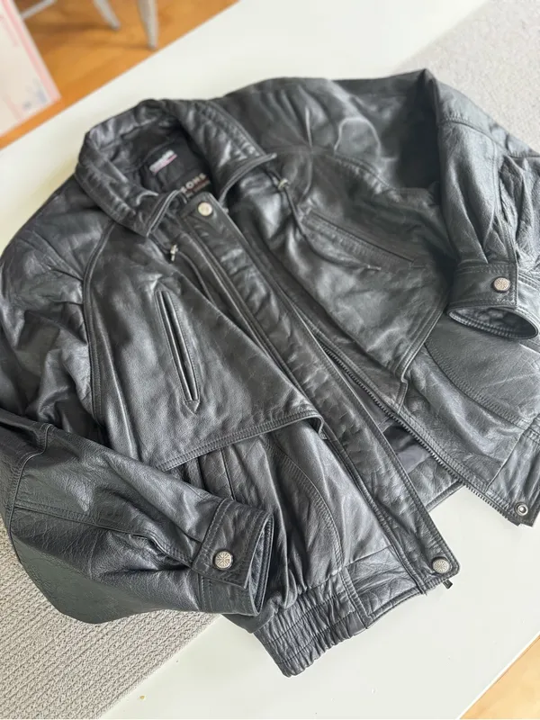 Vintage 80s 90s Wilson’s Leather Black Genuine Leather Bomber Jacket Sz Medium - Image 10