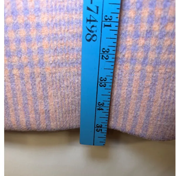 Tara Jarmon Paris Plaid Wool Blend Coat Pink Orange Size 34 French EU 34 US 2-4 - Image 8