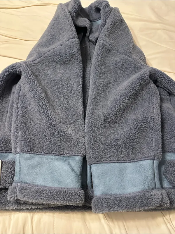 Jules Kae Sherpa Kylie Moto Jacket -Faux Shearling - Slate Blue -Sz vS (estimate - Image 7