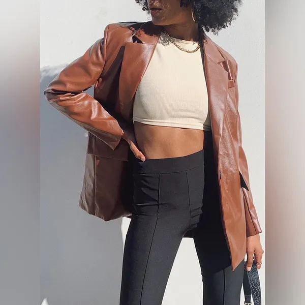 Princess Polly Jocelyn Faux Leather Blazer in Brown Size XS/S New with tag - Image 11