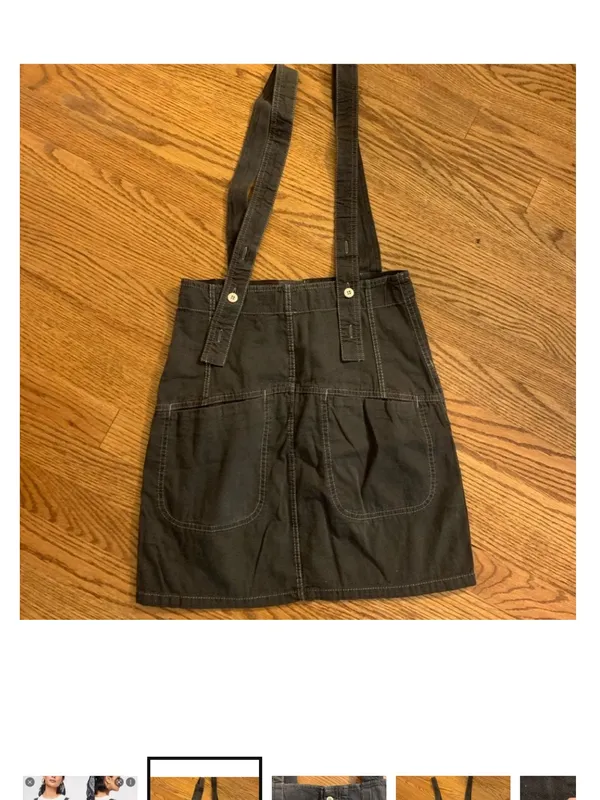 Free People cotton Charcoal Button-Front Pinafore Mini Skirt - Image 3