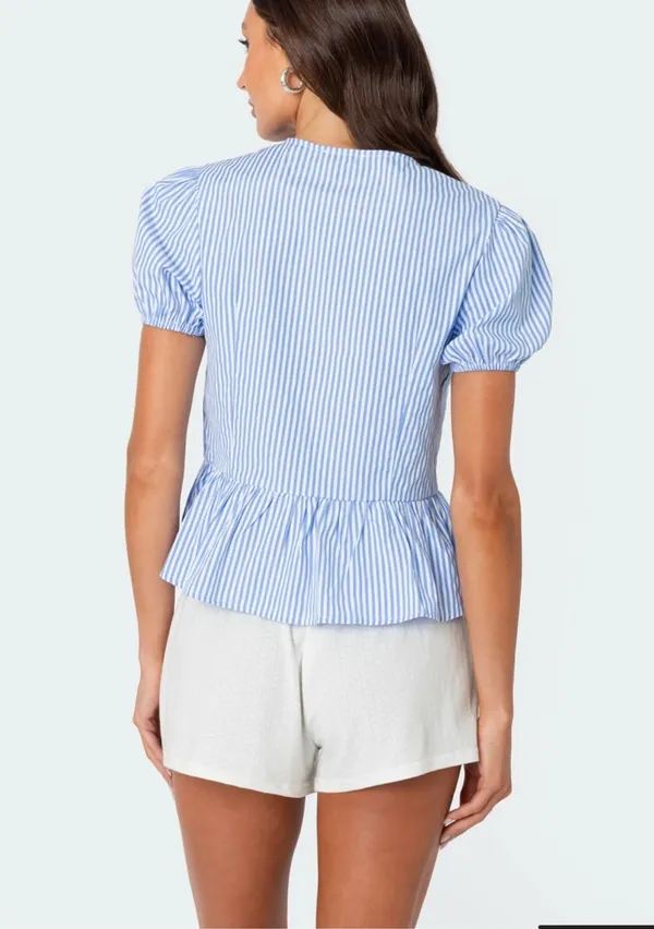 Edikted Puffed sleeve tie front top - Image 2