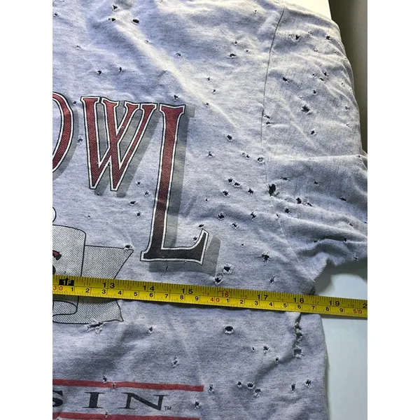 Furst of a Kind Wisconsin Badgers 1994 Rose Bowl Distressed Vintage T-Shirt Gray - Image 4