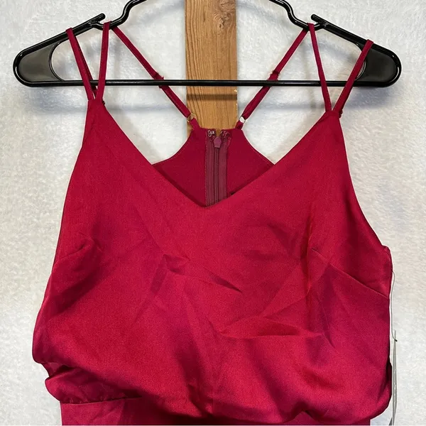 Lulu’s On The‎ Floor Fuchsia Satin Sleeveless Ruffle Mini Dress Size S - Image 4