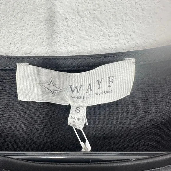 WAYF Black Satin Feather Trim Long Sleeve Crop Top Women's Size‎ S NWT Shopbop - Image 6