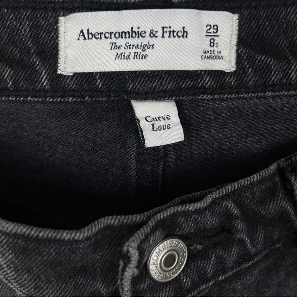 Abercrombie Straight Mid-Rise Jeans Curve Love 29/8 Short Black - Image 2