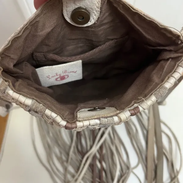 Lucky Brand Fringed Macrame Leather Crossbody‎ Bag Boho Western Festival Hippie - Image 8