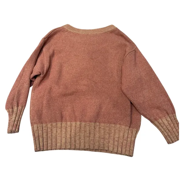 Free People Oversized Knit Sweater‎ Rust Orange Textured Ribbed Band Size XS - Image 2