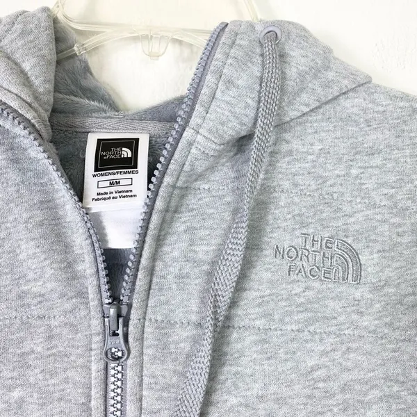 The North Face Timberwood Grey Plush Faux Fur Lined Zip Up Hooded Jacket Size M - Image 4