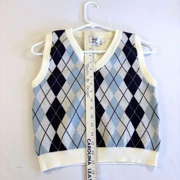 Princess Polly Navy Blue Crop Argyle‎ Sweater Vest Preppy Y2K Academia Women M/L - Image 10
