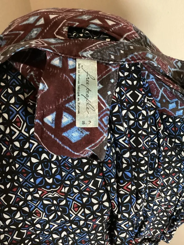 Free People Sundown Babydoll Boho Dress Size S Blue Multicolored - Image 2