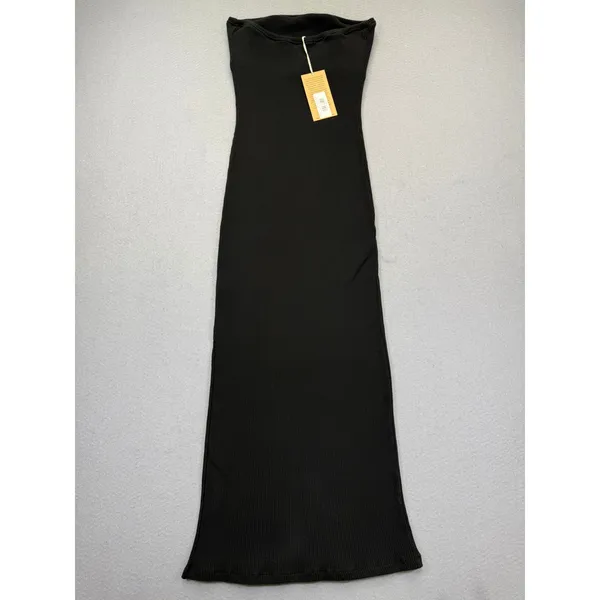 Project‎ Social T Allora Rib Strapless Maxi Dress Black Small Side Slit NWT - Image 11