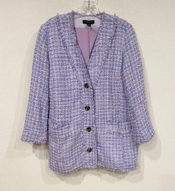 Fringe Tweed Cardigan Jacket Size 8 EUC - Image 2