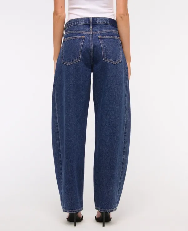 Abercrombie Black Mid-Rise Barrel Jean - Image 5