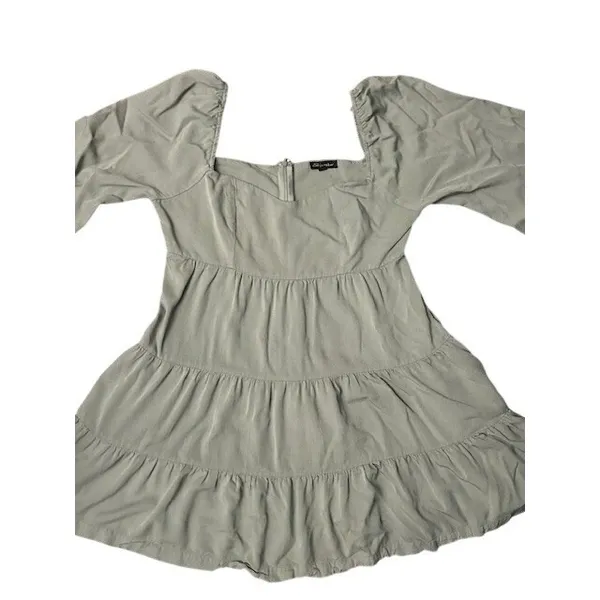 Shinestar Sage Green Tiered Babydoll Dress‎ Peasant Cottagecore Earthy Neutral - Image 10