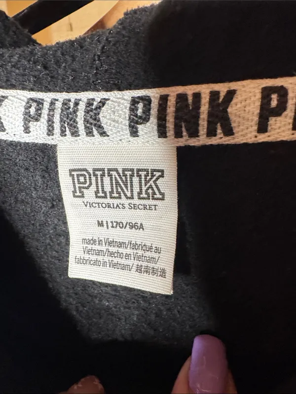 PINK Victoria’s Secret Black Logo Pullover Hoodie Sweatshirt Size Medium - Image 4