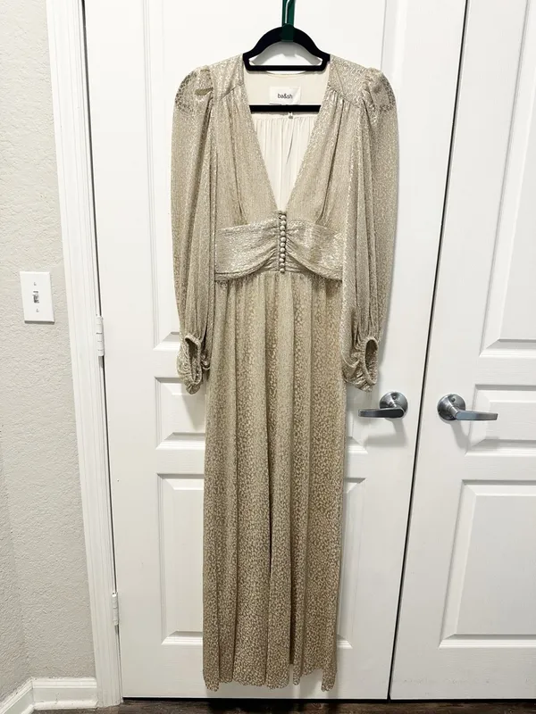 ba&sh Celie Metallic Dress in Gold - Image 2