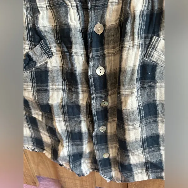 POL Ladies Girls Skirt Button Front Plaid Summer Cotton Sz Large - Image 2