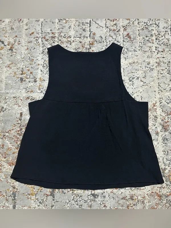 EVERLANE Naia Ripple Tank black size Large Petite - Image 9