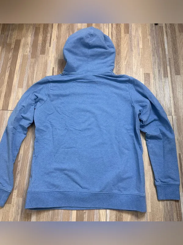 Patagonia Blue 'Live Simply' Pullover Hoodie with Bicycle Graphic Women’s Large - Image 9