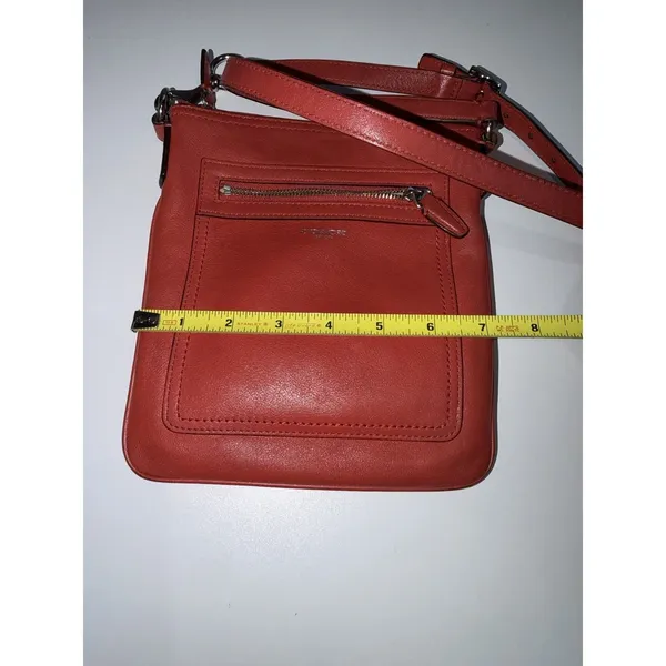 Coach Legacy Swingpack 47989 Coral Red‎ Leather Crossbody Bag w/Charm Zip L - Image 9