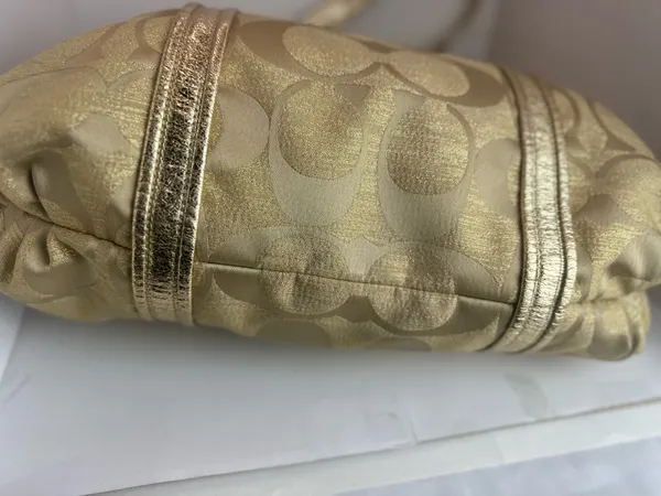 Coach Poppy Op Art Glam Tote Gold Metallic Ja Handbag - Image 13
