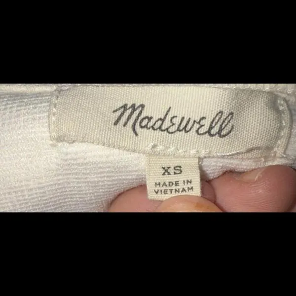 Madewell XS Cotton Blend Lightweight‎ Preppy Slash Tie Back Top - Image 3