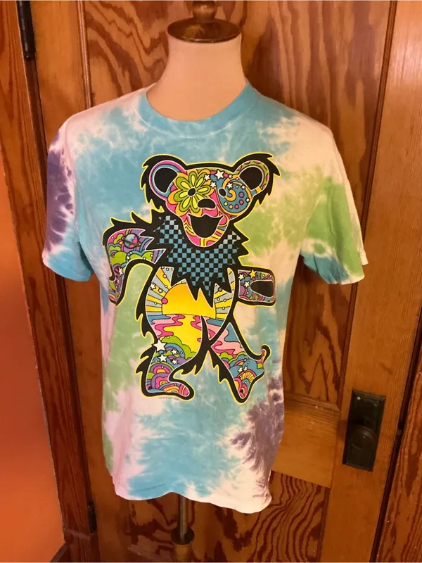 Liquid Blue Grateful Dead Dancing Bear Tie Dye Graphic Tee Small - Image 7
