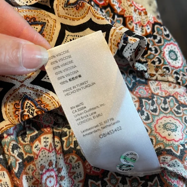 Anthropologie Mixed Print‎ Ruffle V Neck Long Sleeve Hi Low Mini Dress XS - Image 7