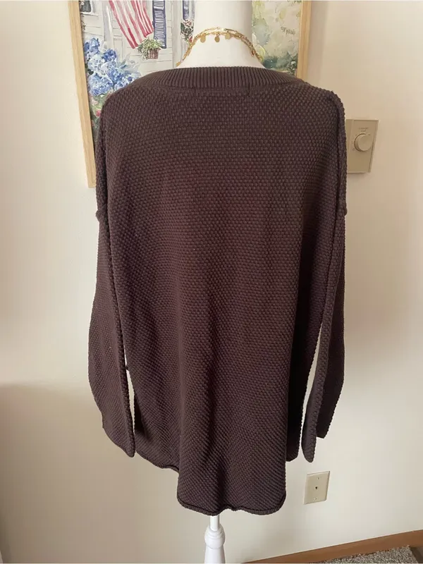 Free People Beach Hailee Henley Sweater in Hot Fudge Brown Size Large - Image 8