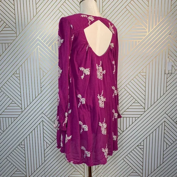 Free People Embroidered‎ Austin Mini Dress Purple - Image 7