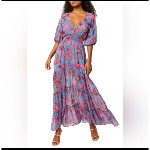 MISA Los Angeles Pippa Floral Tiered Maxi Dress Open Back Night Blooms M‎ $375 - Image 2