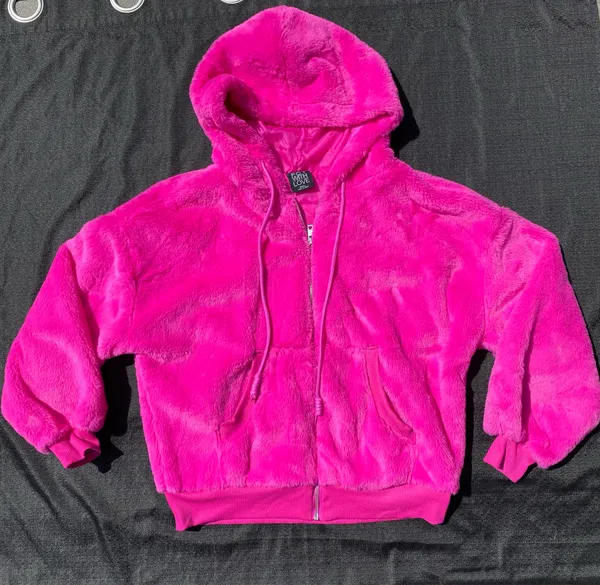 💕NWOT FCT With Love Size Small Hot Pink Faux Fur Hooded Jacket 💕 - Image 8
