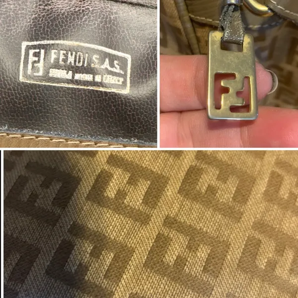 Vintage 1990'S Fendi Zucchino Ff Logo Brown Coated Canvas W/Leather Trim Bag - Image 13