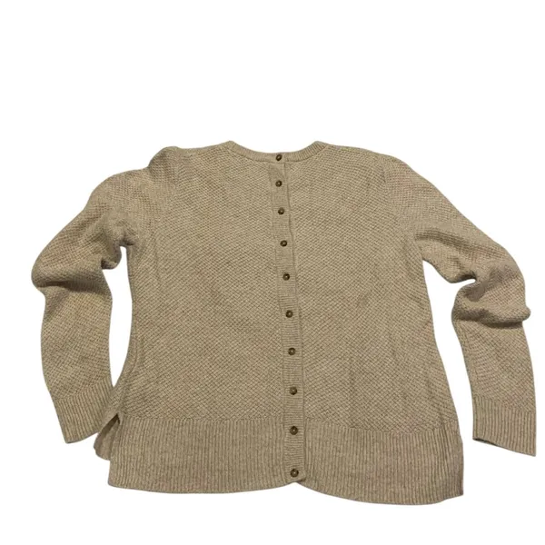 Madewell Button Back‎ Sweater L Cotton Knit Beige - Image 2