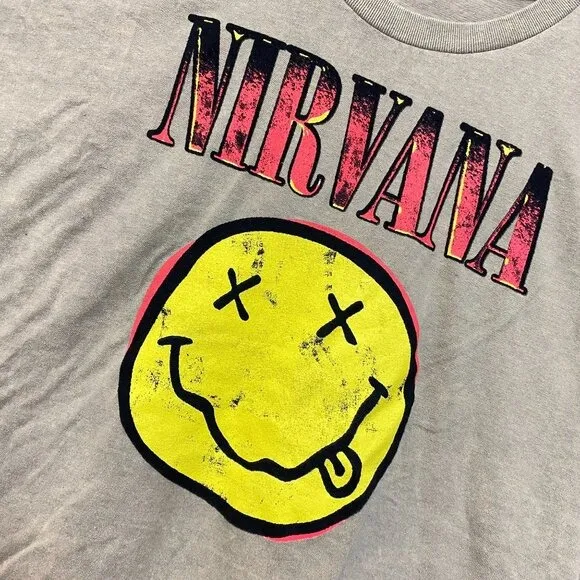 Nirvana Nevermind Tour Smiley Promo Art Grunge Tee XL - Image 4