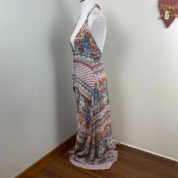 Anthropologie Raga Riviera Vibe Deep V Halter Maxi Dress Medium - Image 10