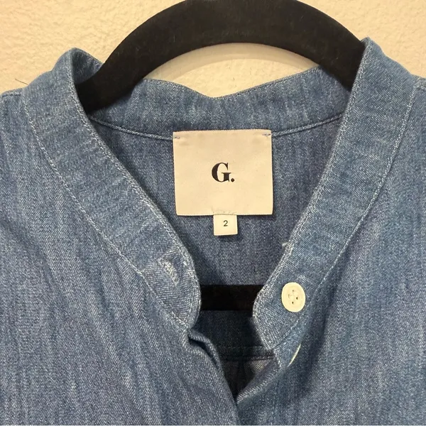 G. Label by Goop (gwyn) Blue Denim Chambray Short Sleeve Dress 2 - Image 3