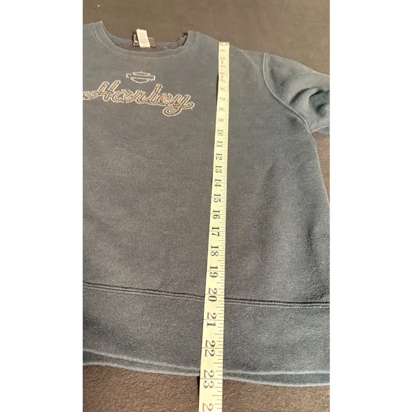 Harley Davidson Womens L Black Rhinestone Crewneck Sweatshirt York PA Y2K Biker - Image 10
