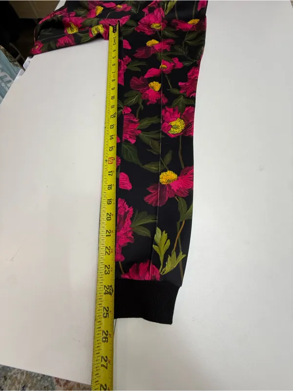 Alice + Olivia Black Jogger Pants with Pink & Green Floral Print size XS - Image 6