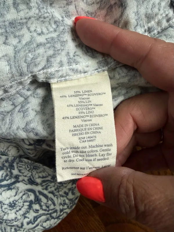 Faherty Isha Dress XS Cream Imma Floral Linen Blend Pintuck Mini Dress NWOT - Image 9