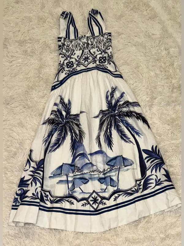 NEW Farm Rio Wonderful City Tropical Print Off White Maxi Dress sz XXS - Image 10